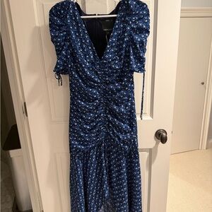 Chic Blue Floral Midi Dress